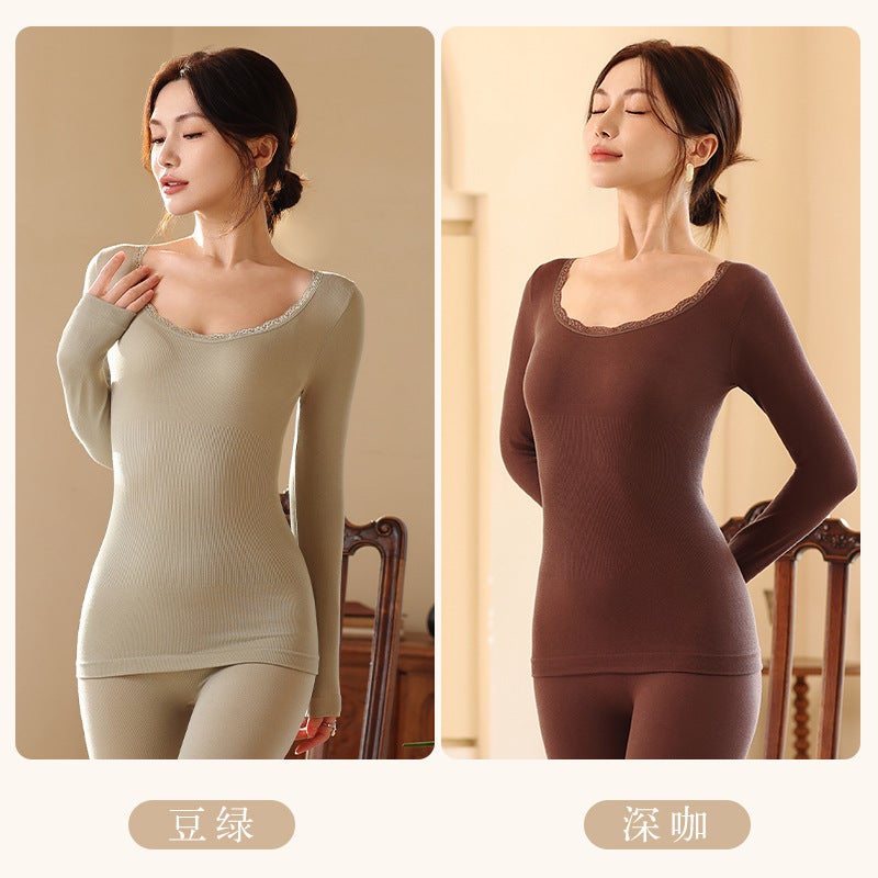 Thermal Underwear Women'S Cotton Base Layer Slim Fit Body Shaping Top And Bottom Set - Image 1